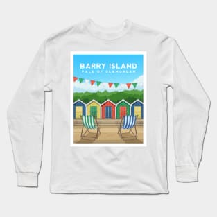 Barry Island Beach Huts, South Wales Long Sleeve T-Shirt